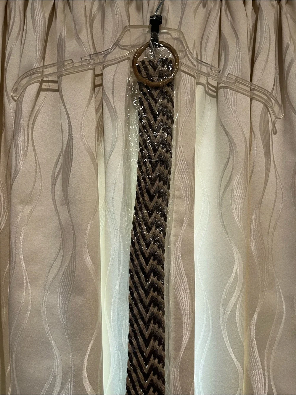 Braided Jute and Leather Accent Belt in Brown and Natural